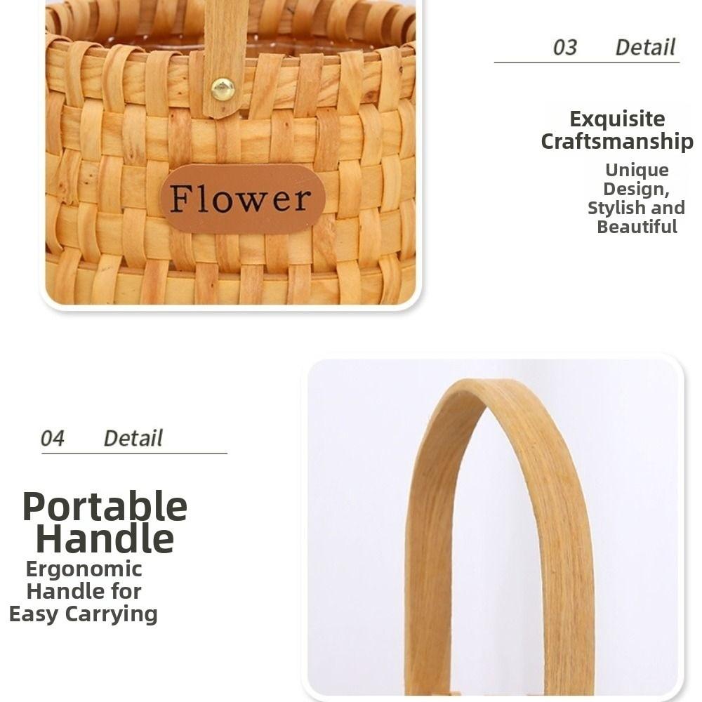 Handmade Handwoven Flower Basket with Handle Organizer Basket Storage Basket Holiday Gift
