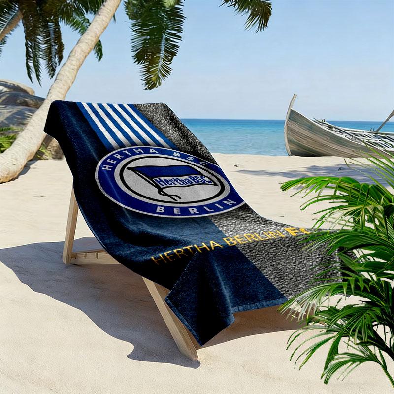 Пляжное полотенце Hertha BSC, Большое, Мягкое, Быстросохнущее, для Пляжа, Кемпинга, Плавания