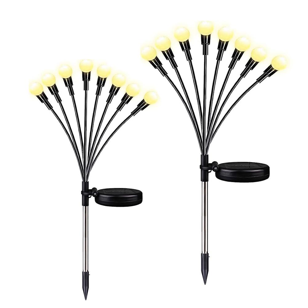 2 упаковки солнечных рождественских гирлянд для сада, 8 светодиодных светлячков, газонное освещение теплого белого цвета RGB для украшения двора, патио, дорожки