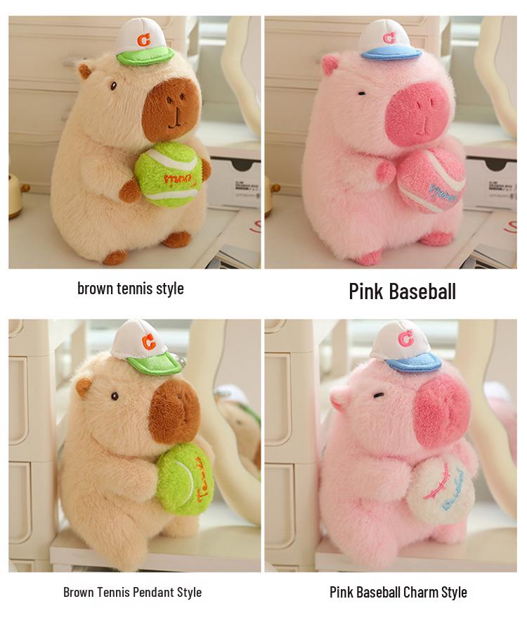 Плюшевая игрушка Капибара Сопливый Мишка: Милый брелок для бейсболки с браслетом на кнопке