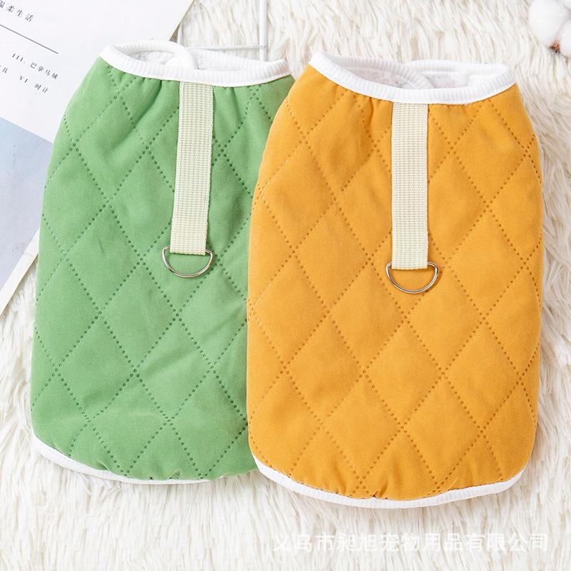 Dog clothes are warm in autumn and winter, piled and thickened, and can be towed. Vest Teddy Bigbear Fighting Cat Pet Clothing