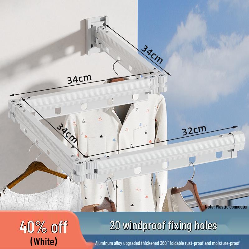 Punch-Free Suction Cup Folding Clothes Drying Rack with Retractable Rod – Invisible and Compact for Bathroom and Window Use