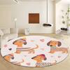 Cartoon Animal Print Dog Print Round Area Rug Cartoon Heart Shape Washable Circular Carpet -Non Slip Circle Rug Carpet Mat for