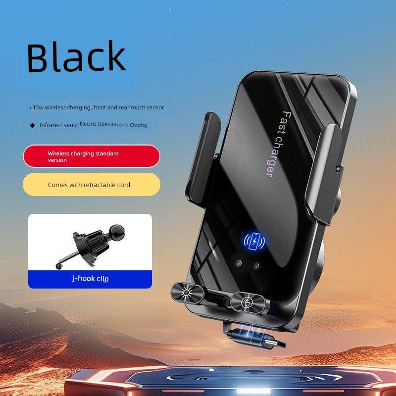 New Car Mount with Wireless Charging and Type-C Data Cable, Smart Sensor Phone Holder That Does Not Block the Camera