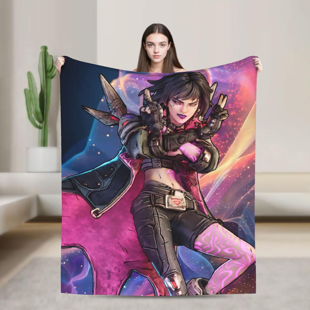 B-Borderlands 4 Warm Blanket  Kids Plush Throw Blanket Novelty Outdoor Flannel Bedspread Sofa Bed Cover
