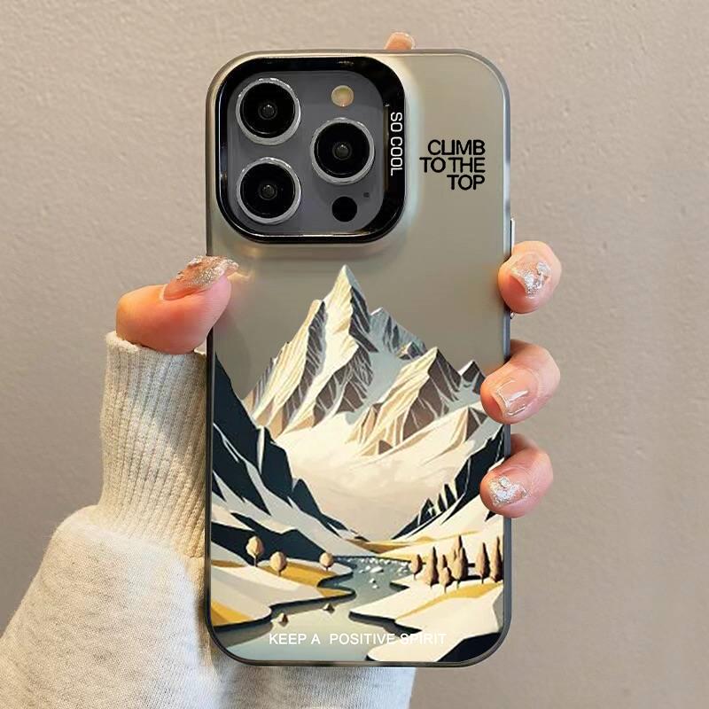 Ударопрочный чехол для телефона 'Закат' iphone16pro Для iPhone 16 15 Pro Max 16E 14 13 12 11 16Plus Персонализированный Вершина горы Самолет