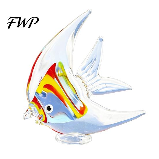 Handmade Glass Ocean Ornament Tropical Fish Figurine, Blown Ornament, Miniature Colorful Decor Statue for Beach House Home Table Craft