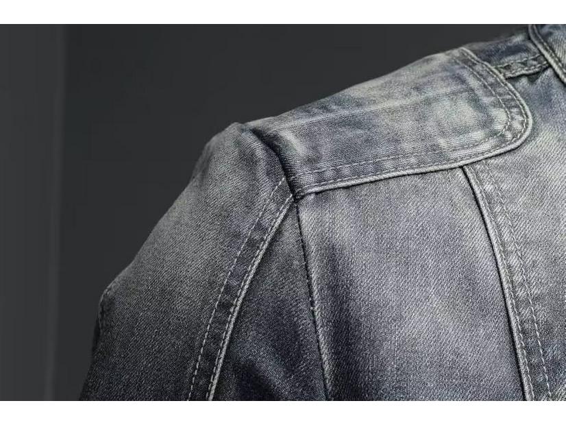 Мужская джинсовая мотокуртка в европейском ретро-стиле, облегающего кроя, с влиянием американских трендов