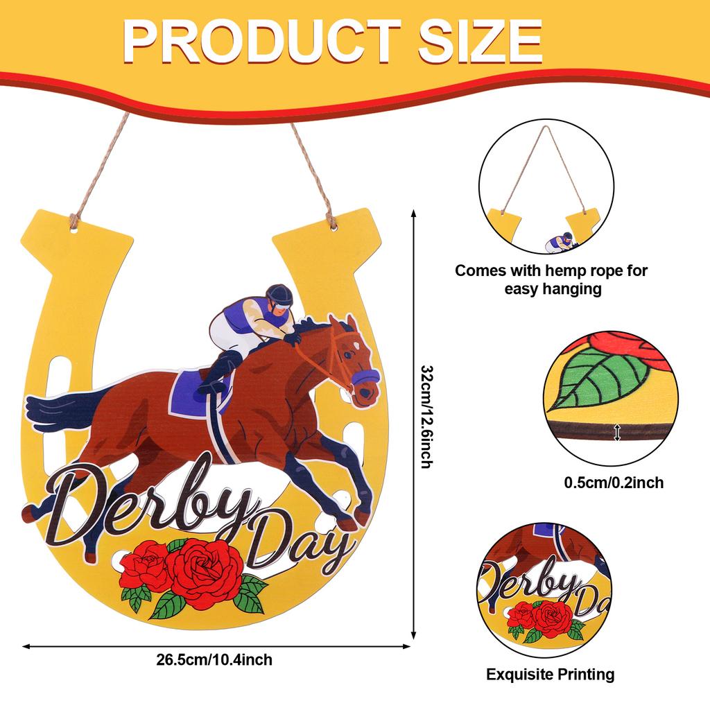 Кентукки Дерби Лошади Рождественские Украшения День Дерби Деревянная Вывеска на Входную Дверь Бег за Розами Подвеска на Дверь Жокей Подкова Подвеска на Крыльцо
