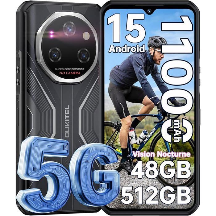 OUKITEL WP55 Pro 5G Смартфон Неубиваемый 48ГБ+512ГБ/2ТБ 108+32МП 11000мАч 120Гц 6,6" FHD+ Телефон Android 15 Две SIM-карты/NFC Черный