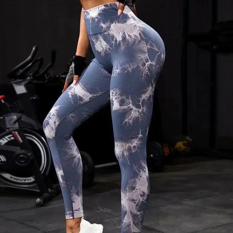 Модные повседневные леггинсы для спортзала с принтом тай-дай, женские штаны для йоги, спортивные леггинсы для бега и фитнеса, облегающие леггинсы с высокой талией и эффектом пуш-ап