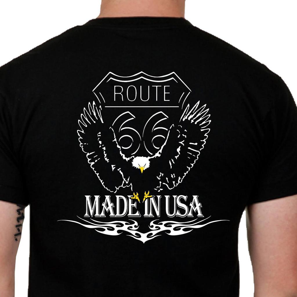 Route 66 Made in USA T-Shirt Classic Highway Eagle Back-Print Tee