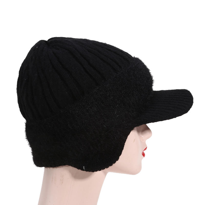 Unisex Winter Hat Outdoor Thick Ski Sports Knitted Hat Plush Fur Lined Warm Earflap Cap Stylish Soft Knit Hat