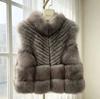 Fox hair car strip inlaid leather double dyeing process stand-up collar fur vest fur jacket women | wrong falling snow hill