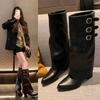European and American Pointed Thick Heel Thin Inner Heightening Sleeve Martin Boots 2025 Autumn and Winter Spice Girl Fried Street Crowe Knight Boots