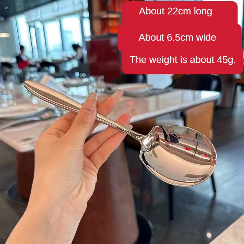 Кухонная обеденная тарелка суп рис западный ресторан бар общественная ложка большая нержавеющая сталь круглая сервировочная ложка для шведского стола