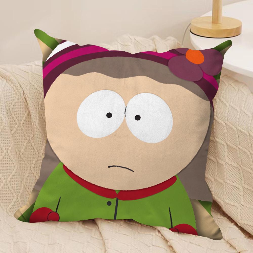 Cartoon Classic SSouth PPark Cushion Cover Silky Short Plush Invisible Zipper Dustproof Sofa Pillow Case For Home Decor