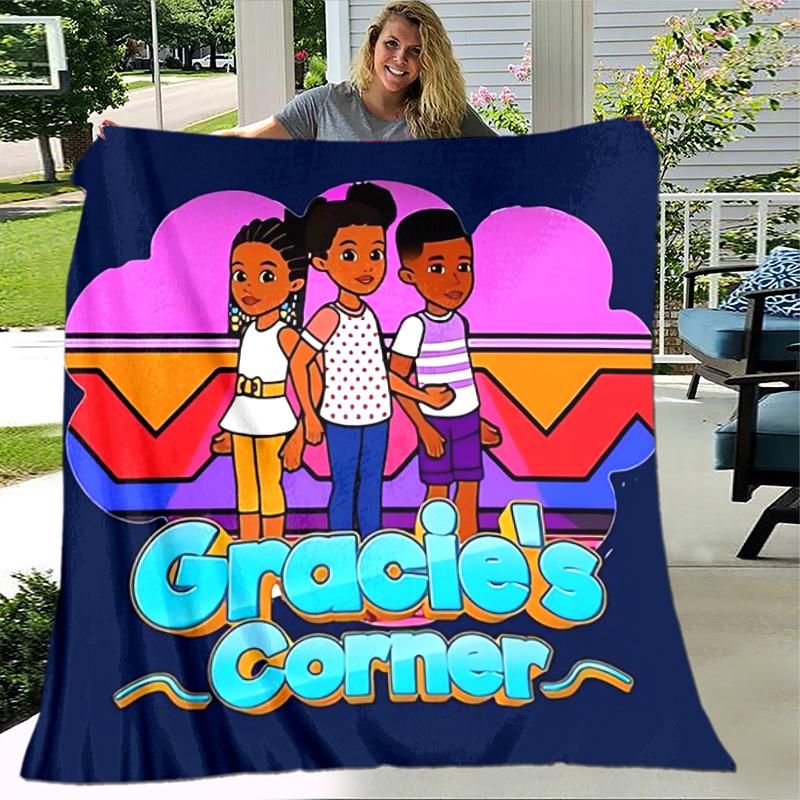 1pc Blanket Gracie's Corner Print Design, Lightweight Blanket for Sofa, Bed- Soft &Warm, Gift for All Seasons like Christmas, Halloween