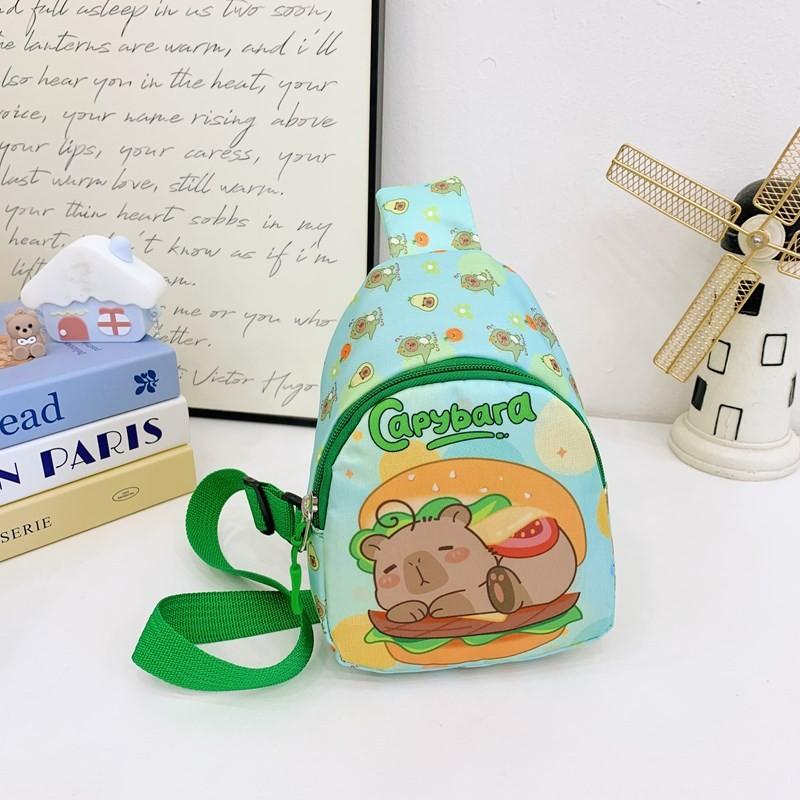 Cartoon Fun Capybara Kids Shoulder Bags Printed Animal Nylon Play Use Daily