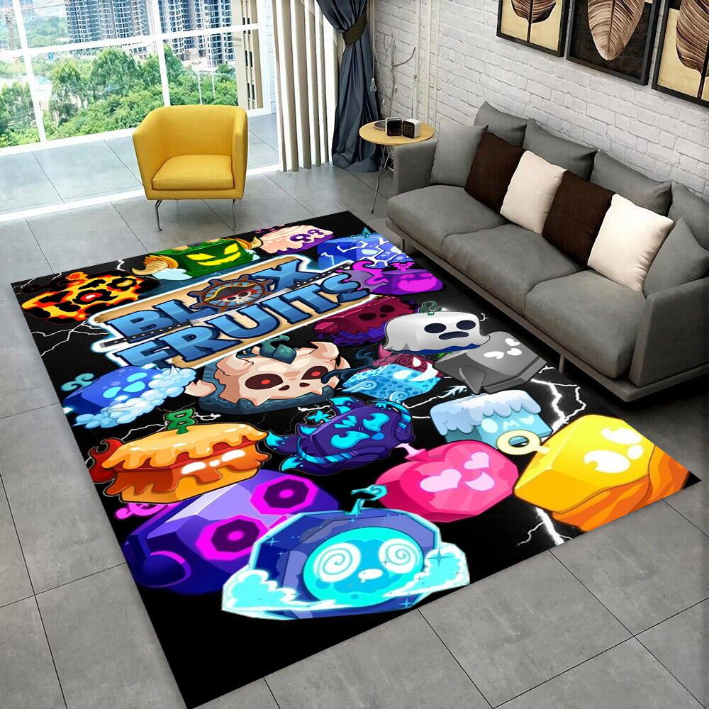 3D B-Blox Fruit Cartoon Game Gift Carpet Rug for Living Room Bedroom Home Sofa Decoration,kids Play Non-slip Floor Mat