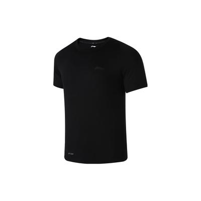 Li Ning Plain Quick-Dry Круглый вырез Пуловер Короткий рукав Футболка Мужская Топы Черный ATST609-1