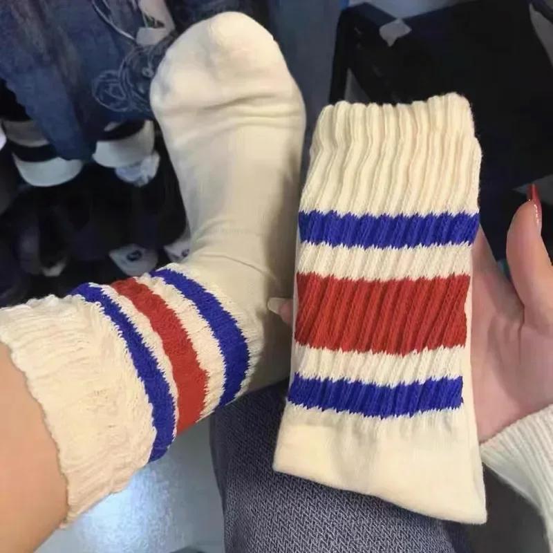 Cityboy Мужские полосатые баскетбольные носки средней длины в стиле винтаж унисекс для женщин и пар, хлопковые, японские, с толстым махровым дном, спортивные носки