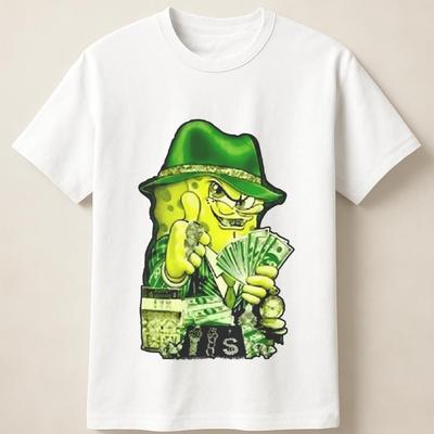 Унисекс Футболка Gangsta Sponge – Уличный Наличный Мультяшный Хастлер Дрип Футболка Унисекс