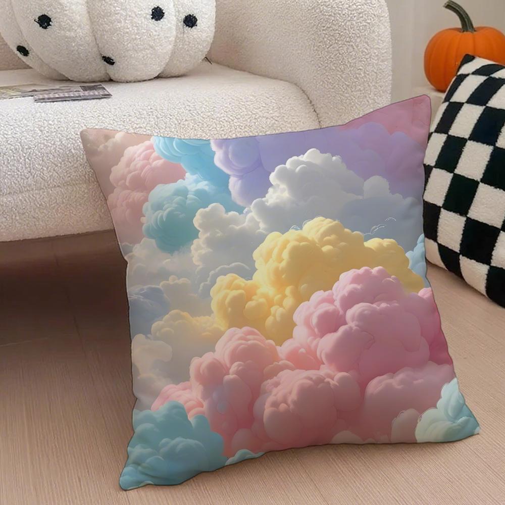 Ffufu Fluffy Clouds Cushion Cover Throw Pillow Cover Hidden Button Durable Polyester Chair Cushion