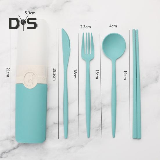 1 комплект столовых приборов, палочки для еды, пищевой пыленепроницаемый пшеничный соломенный набор столовой посуды для студентов на открытом воздухе