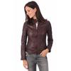 Womens Burgundy Leather Jacket Genuine Lambskin Motorcycle Slim Fit Biker Jacket
