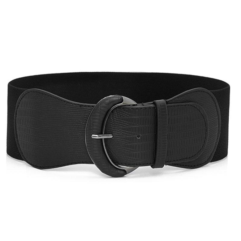 Кожаный эластичный широкий ремень в стиле ретро для женской одежды