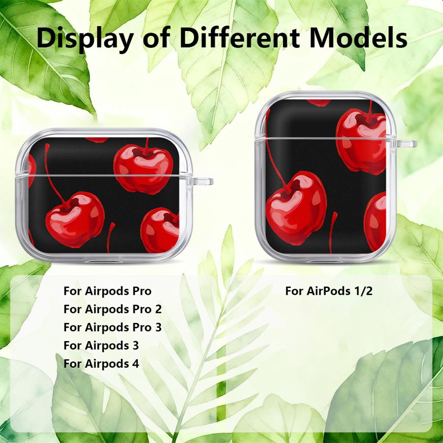 Прозрачные чехлы для наушников Чехол-футляр Для Airpods 4 2 Pro 3 Pro2 1 Pro3 Красная вишня