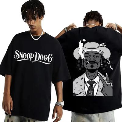 Горячая Распродажа Графическая футболка рэпера Snoop Dogg Мужская Хип-хоп Модный стиль Забавные футболки Летняя Унисекс Футболка оверсайз Уличная одежда
