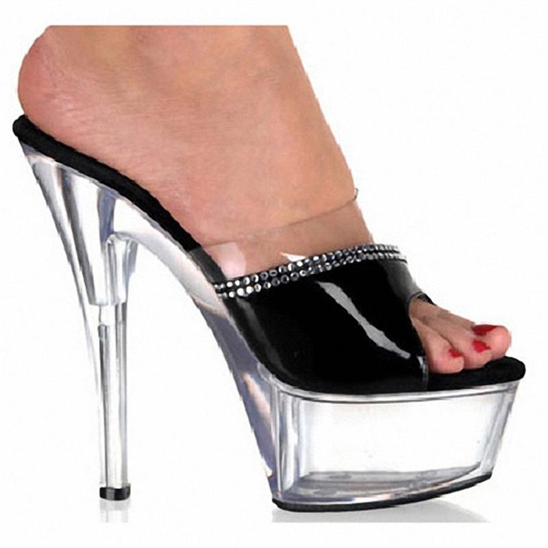 Super high heel crystal stiletto outer slippers transparent women's sandals fashion high heels 2025 summer Internet celebrities