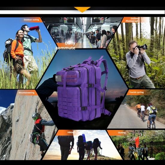 Outdoor Travel Backpack Waterproof Oxford Cloth 45L Large Capacity Multi-Pocket Design Quilted Shoulder Straps for