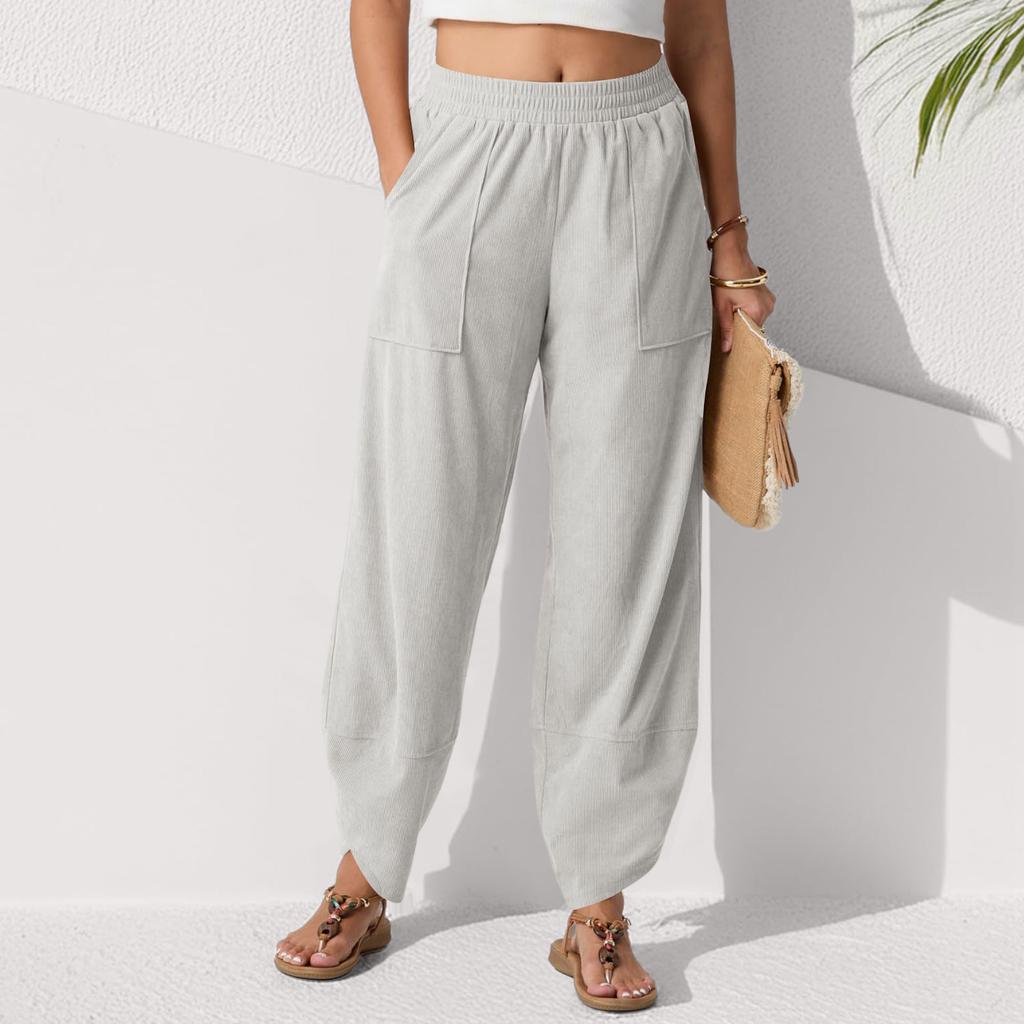 Модные женские однотонные повседневные укороченные брюки с карманами