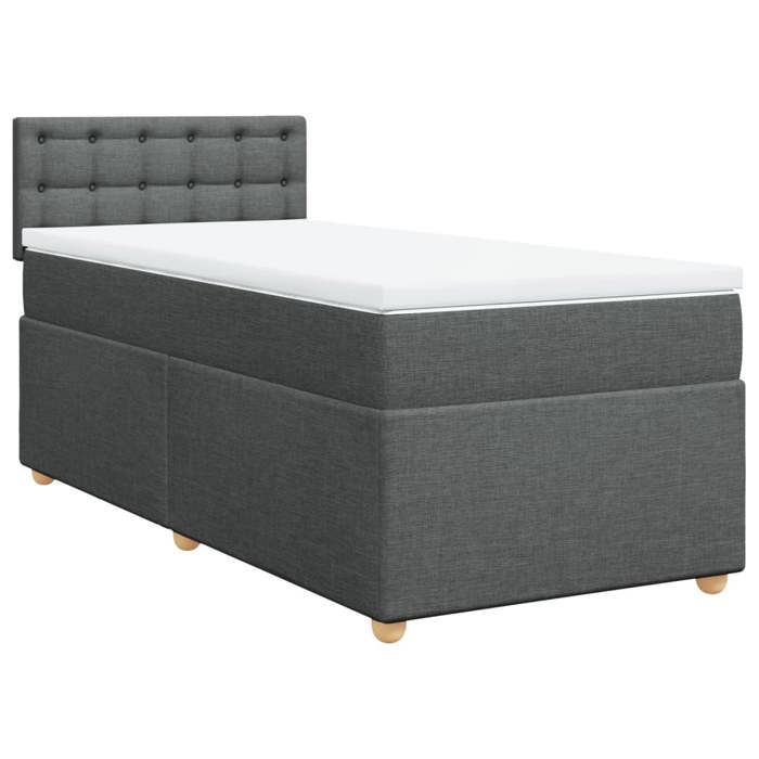 Maison Exclusive - Sommier à lattes de lit avec matelas Gris foncé 90x200 cm Tissu
