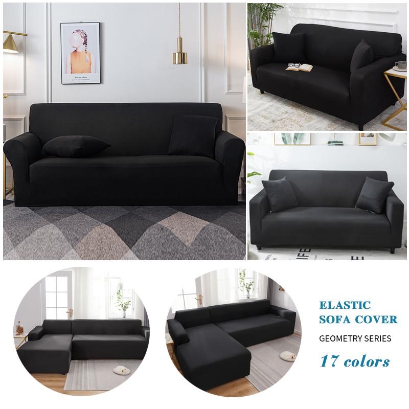 Solid Color Corner Sofa Cover Elastic Thin Fabric Sofa Covers for Living Room Pets L Shape Sofa Need Order 2 Pieces Slipcover