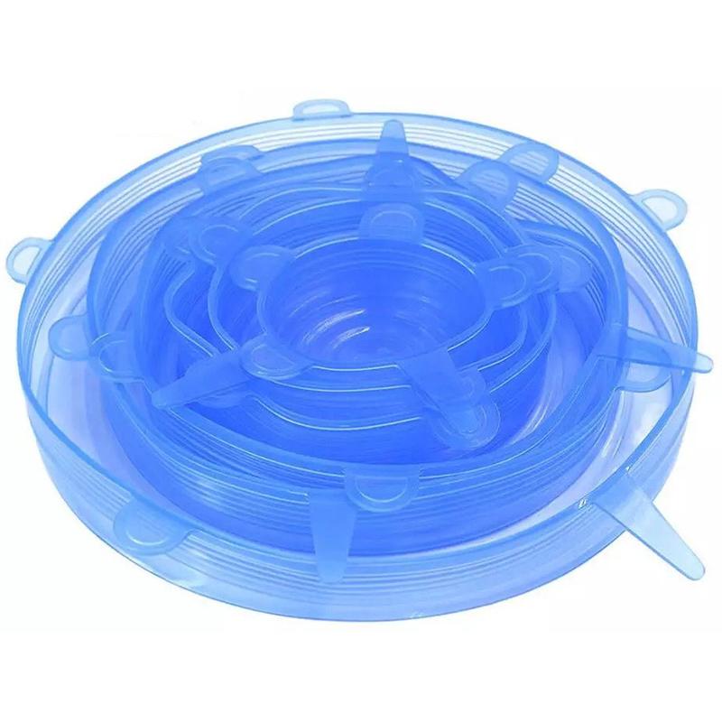 6Pcs/lot Food Adjustable Elastic Silicone Cover Cap Universal Expandable Lids for Cans Dishes Bowl Reusable Stretch Kitchen