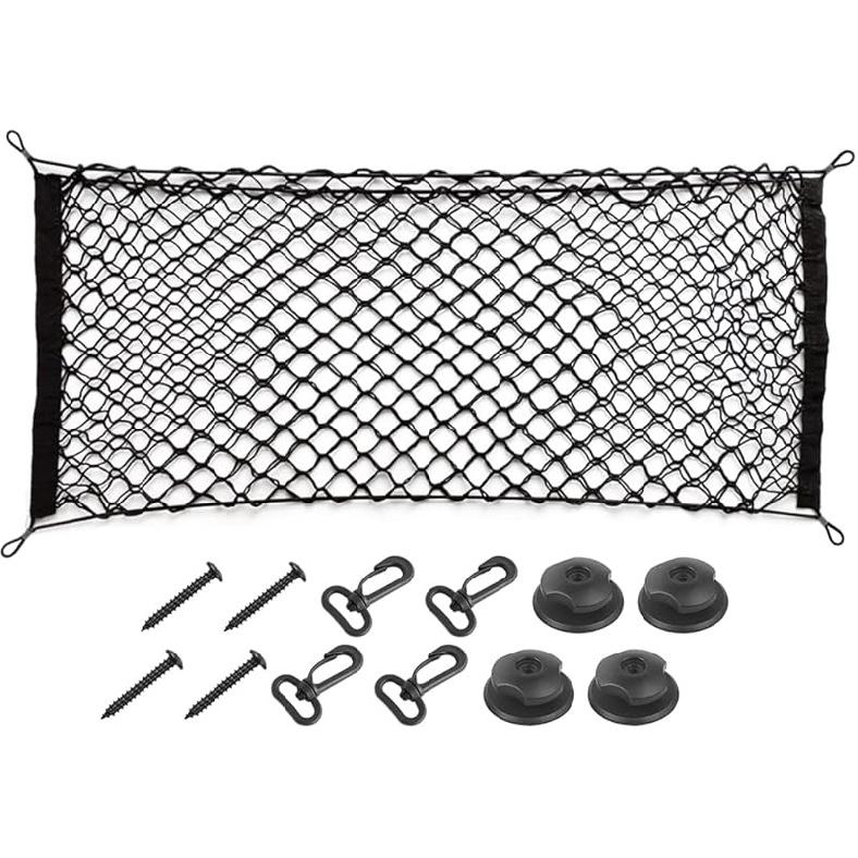 Car Rear Cargo Net, Adjustable Elastic Storage Organizer Net, Trunk Cargo Storage Net, Universal Fit For Car, Vehicle, SUV (43.3"X 15.8")