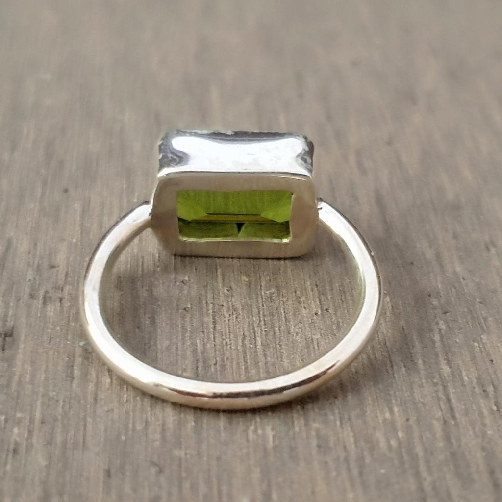 August Birthstone Green Peridot 925 Sterling Silver Ring Jewelry, Handmade Gift Artisan Ring
