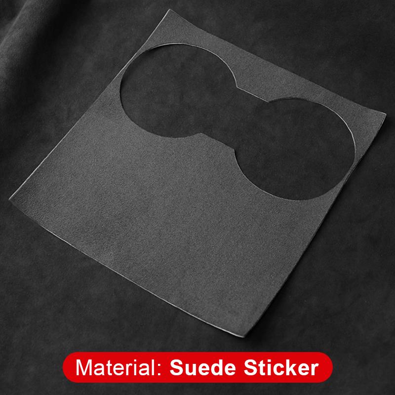 Замшевая кожаная центральная панель управления автомобиля, передний держатель для стакана с водой, отделка, коврик, декоративная наклейка для Tesla Model 3 Y 2021 2022 2023