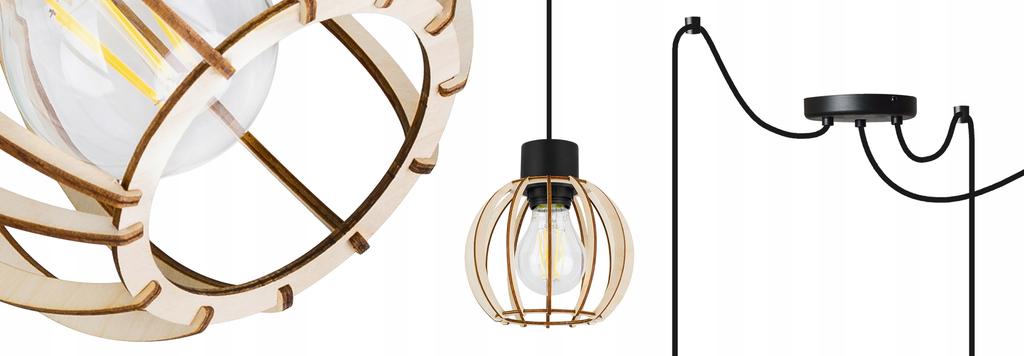 Modern wooden LED ceiling pendant lamp