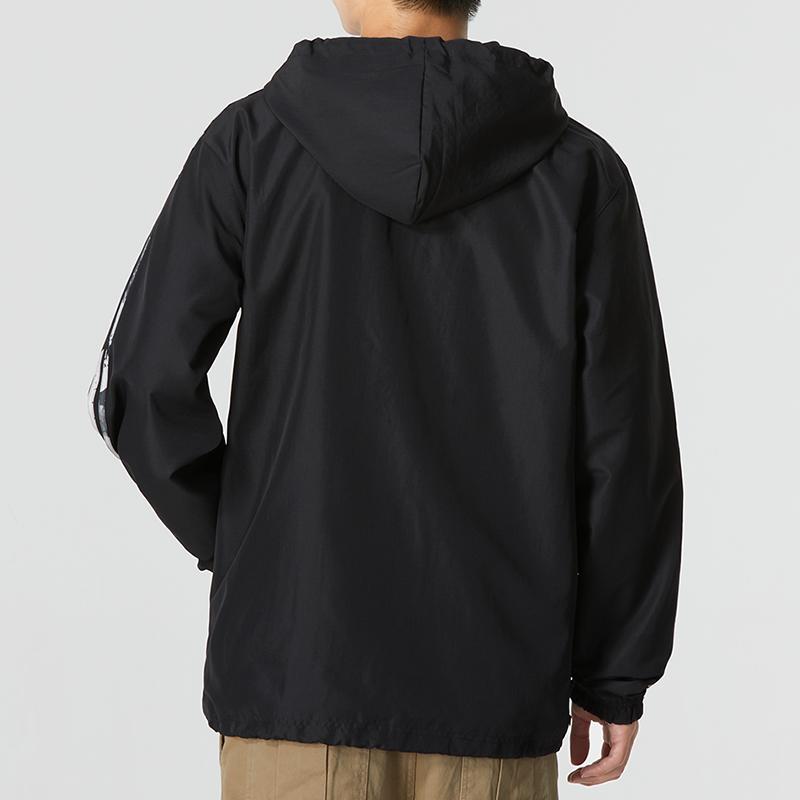 adidas Originals Trefoil Stripe Logo Куртка с капюшоном Мужская верхняя одежда Черный HK5139