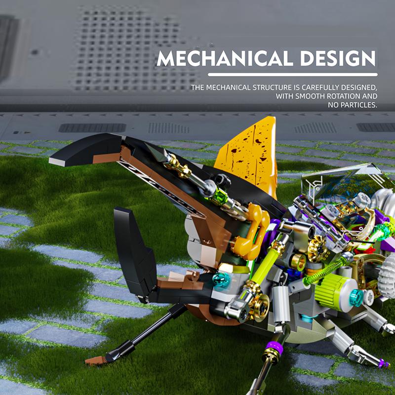 862 шт. Светящиеся строительные блоки Жук Шарнирные крылья Подвижная механическая модель насекомого Кирпичики Пазл Сделай сам Игрушки Подарки для детей