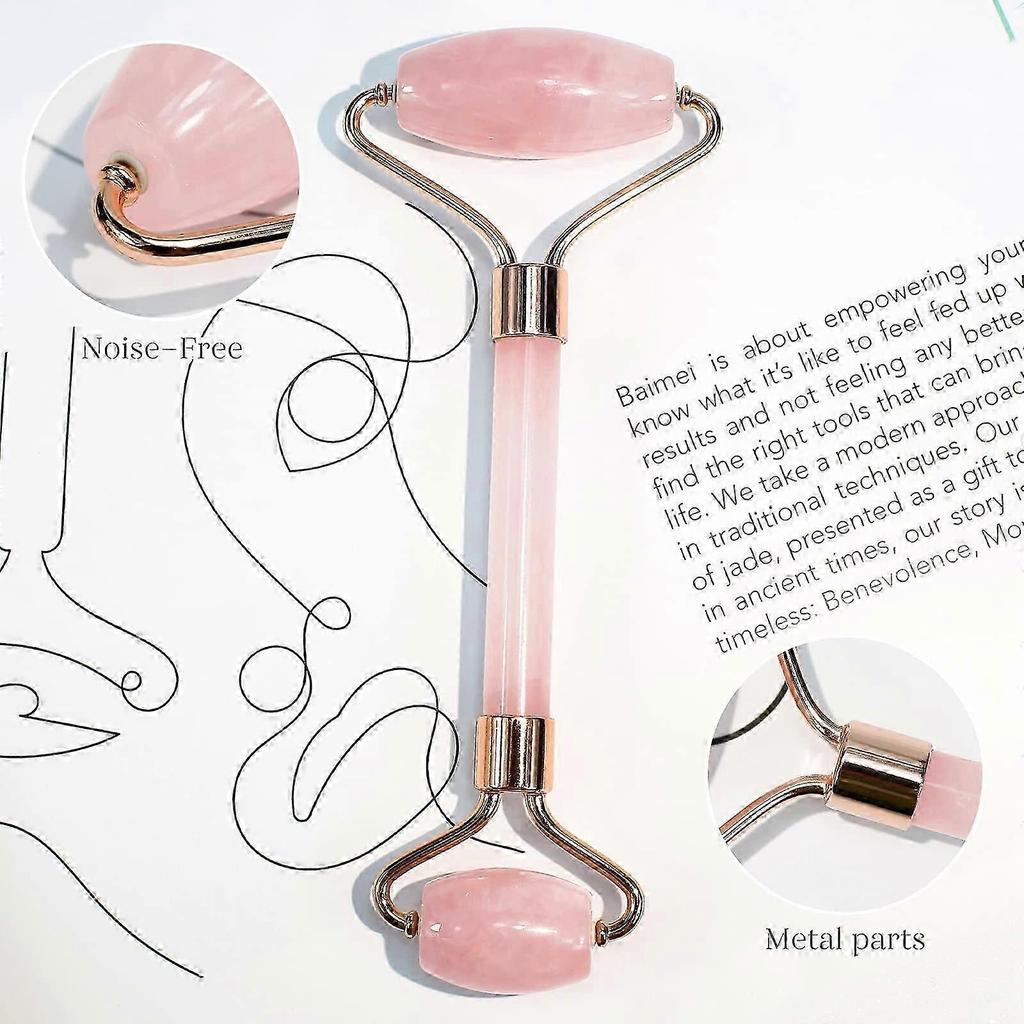 Jade Roller & Gua Sha, Face Roller, Facial Beauty Roller Skin Care Tools, Rose Quartz Massager for Face, Eyes, Neck