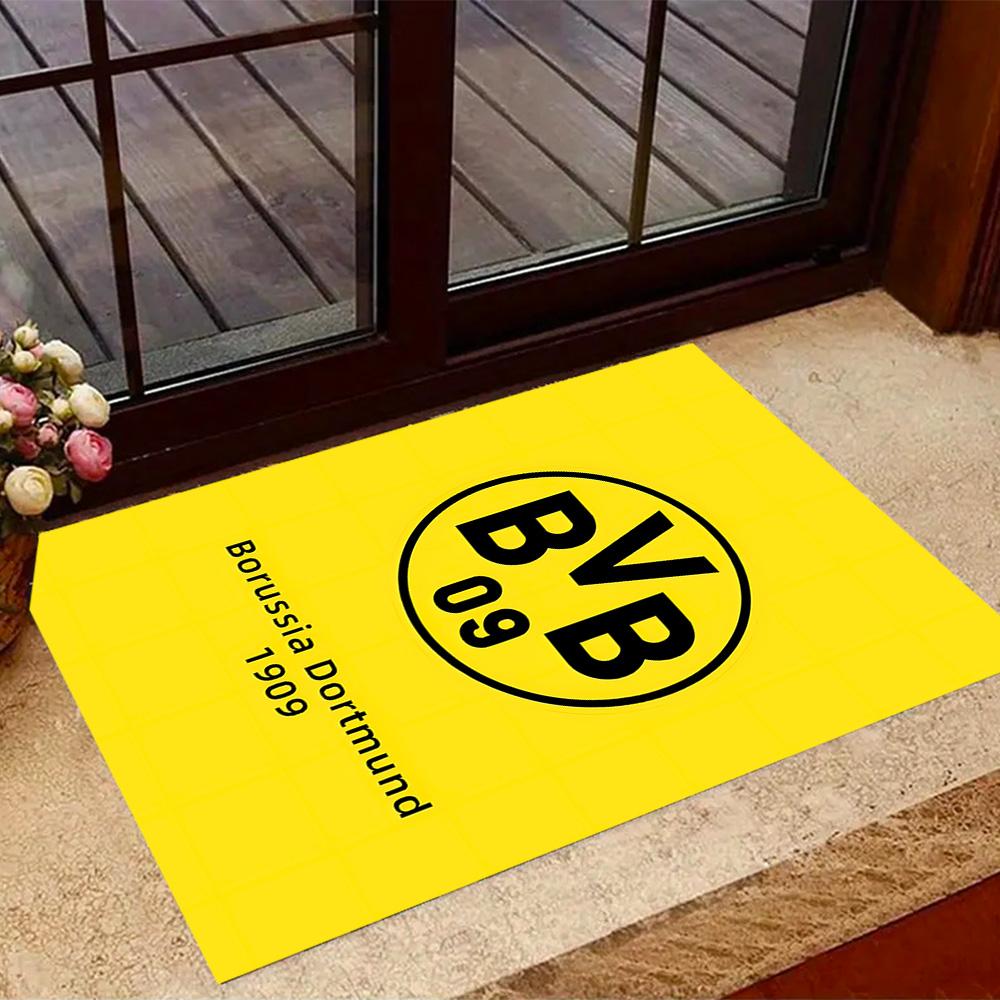 Нескользящие коврики с логотипом Bvb 09 в стиле Splatter Art - Полиэстер, Декор для дома, Подходят для спален, гостиных, прихожих, студий и в качестве декора