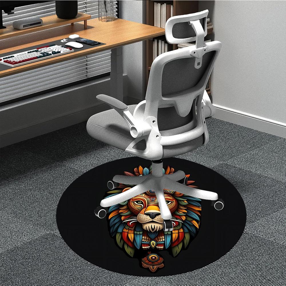 1pc Lion Feather Office Round Area Rug, Under Office Chairs Bedroom Living Room Home Decor, Room Deco, Available in Various Sizes