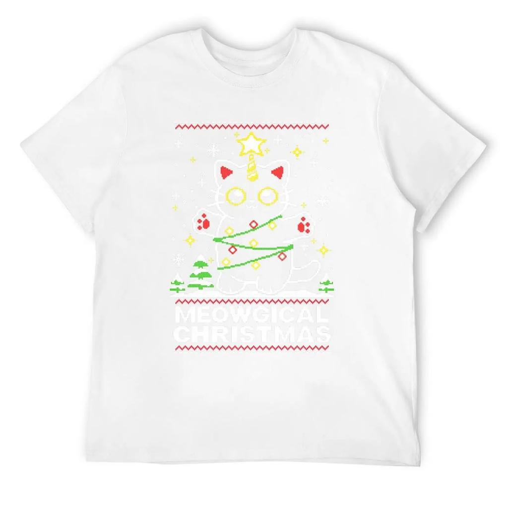 Meowgical Cat Christmas T-Shirt Custom T Shirt Customs Design Your Own Men T Shirts High Quality