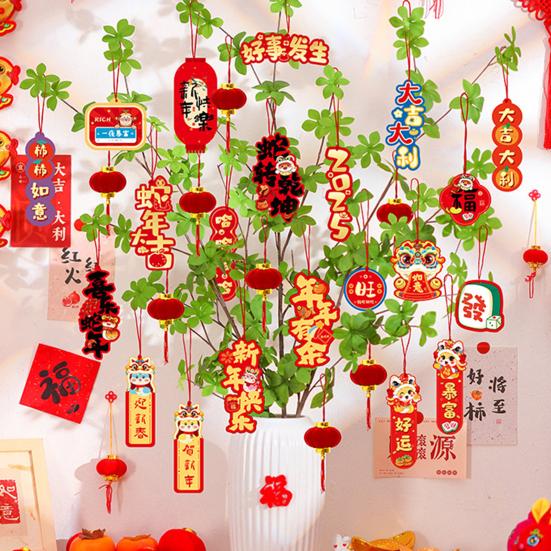 16/28 шт. Новогодние подвески в мультяшном стиле с пожеланиями удачи Лунный Новый год украшения Весенний фестиваль елочные украшения подвески